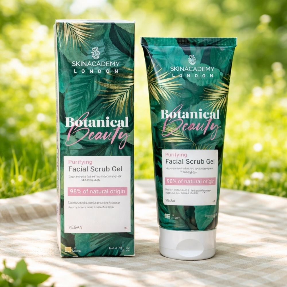 Skin‎ Academy London Botanical Beauty Purifying Facial Scrub Gel 125ml Vegan NIB